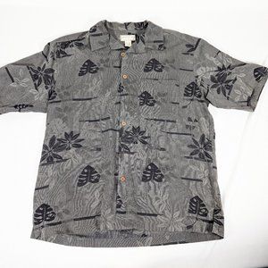 Boca Classics Mens Silk/Cotton Hawaiian/ Mid Century/ Smoke Shirt L